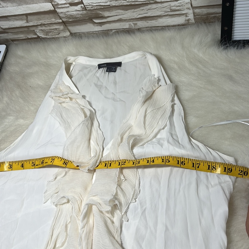 VINCE Large ruffle front silk sleeves tunic /top - Picture 9 of 11